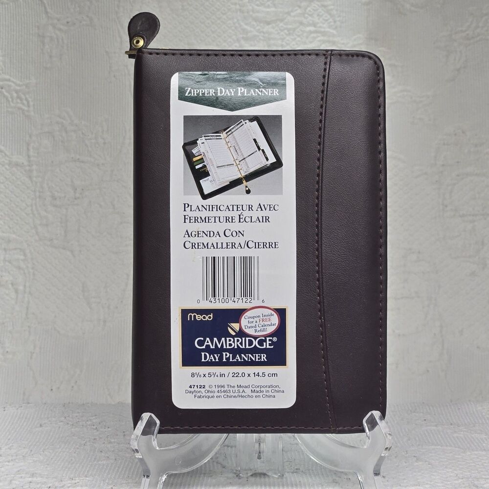 Cambridge Day Planner 90s New Ruler Card Holder Calendar Note Book Maroon